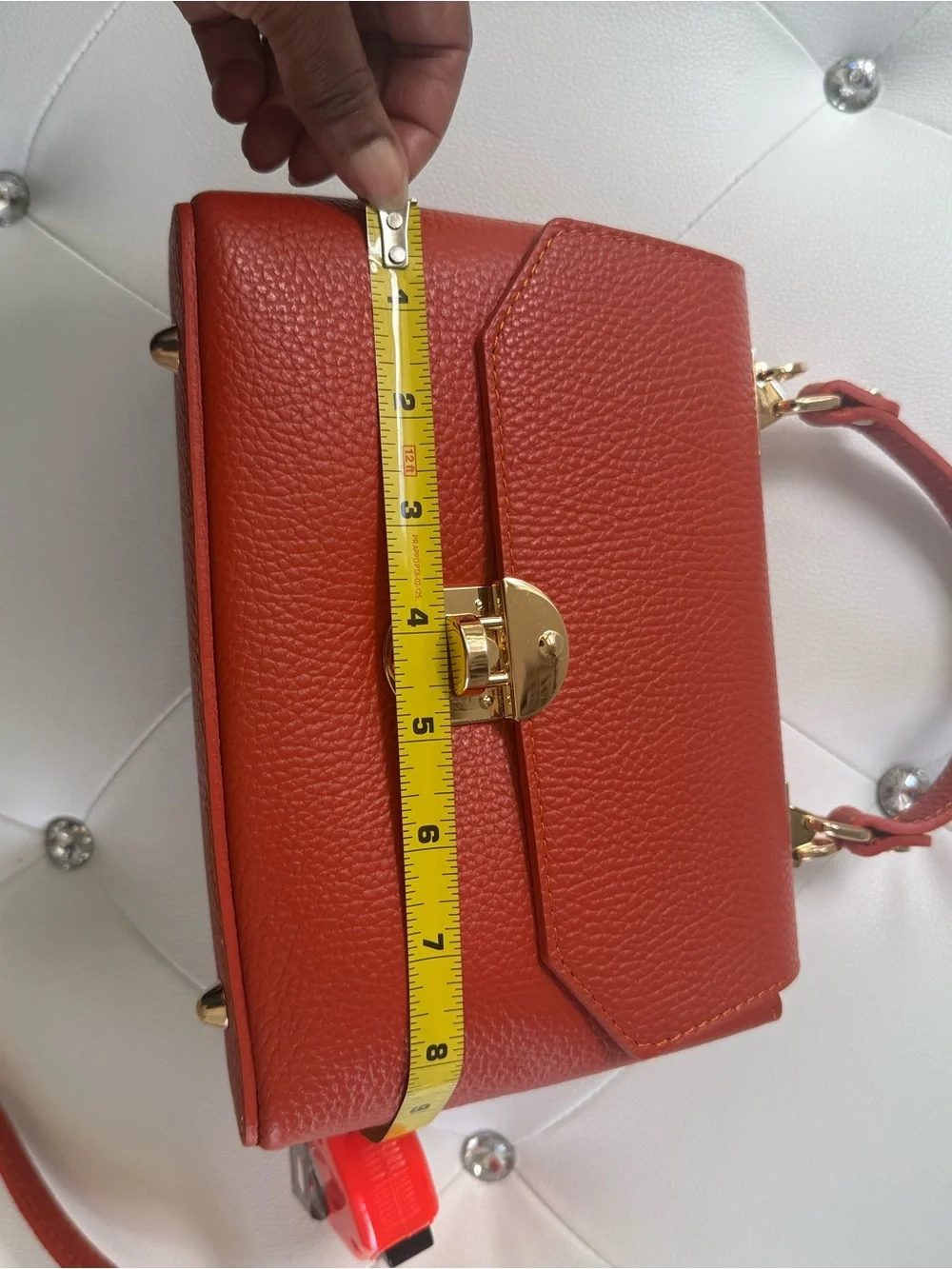 Italian Leather Top Handle Crossbody Satchel NWOT Orange